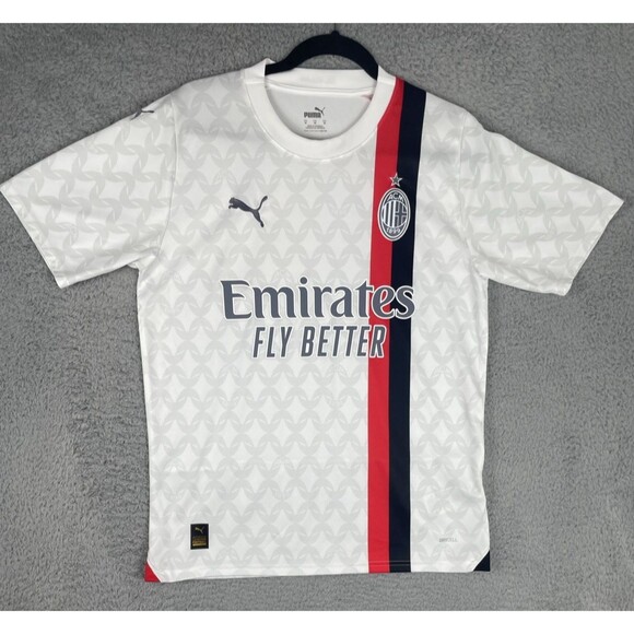 Puma Soccer Jersey AC Milan Away 2023/2024 Mens Medium White Serie A Futbol EUC - Picture 1 of 9